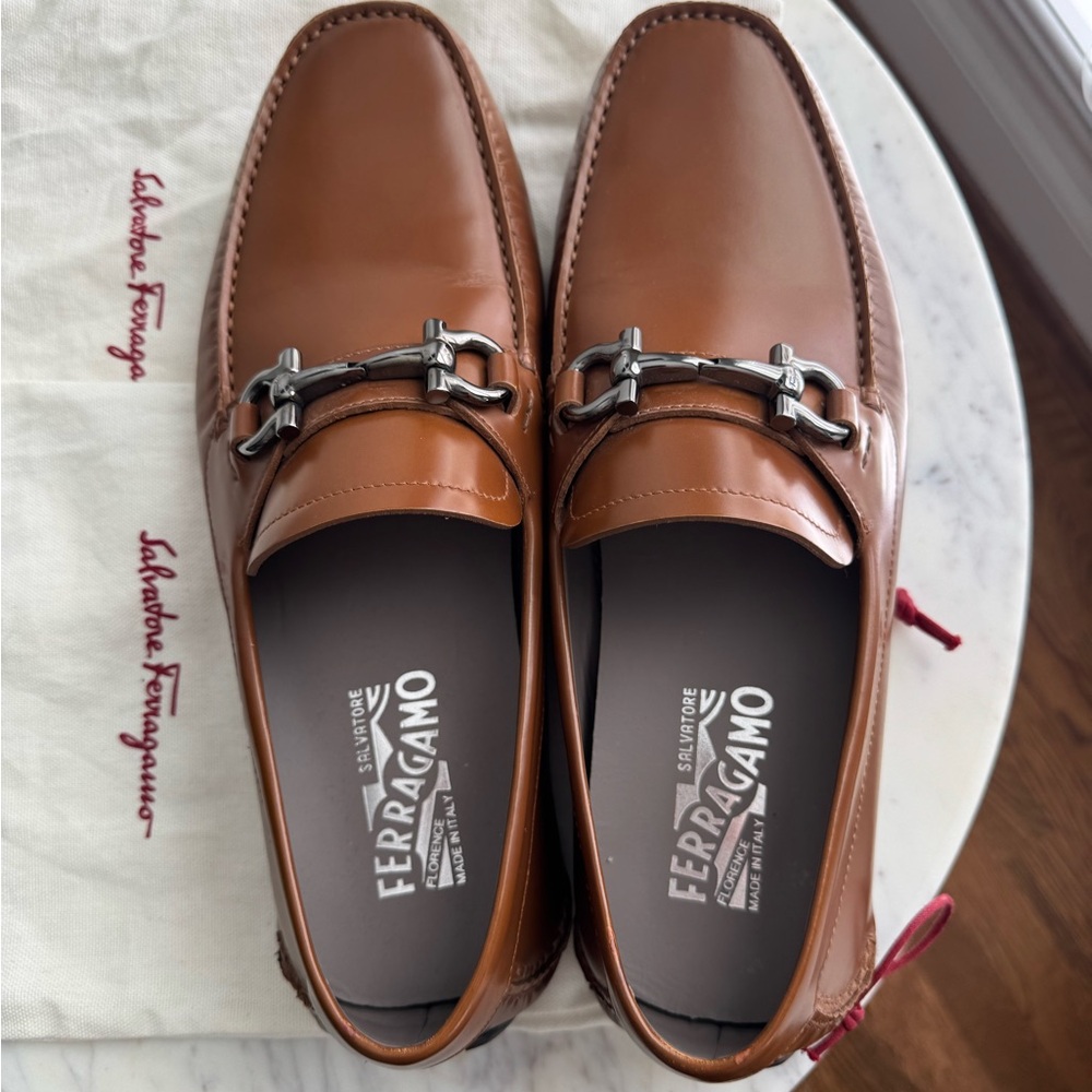 Salvatore Ferragamo Men's Parigi Leather Bit Driver Loafers- Size 9
